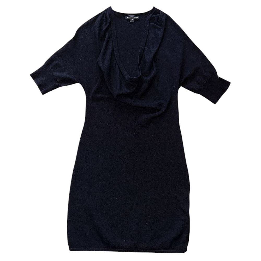 Express Wool Blend Cowl Neck Short Sleeve Black Sweater Dress Medium